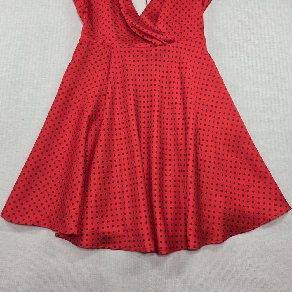 ZARA Red Polka Dot Strappy Back Mini Dress Size XS Retro Pinup Coquette Party - Picture 9 of 10